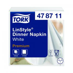 Tork LinStyle Dinner Napkins 4 Fold White (Pack of 50) 478711 SCA04735