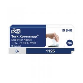 Tork Xpressnap 1-Ply Napkins 4 Fold White (Pack of 1125) 10840 SCA05398