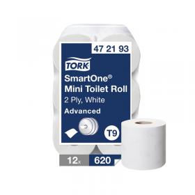 Tork T9 SmartOne Mini Toilet Roll 2-Ply 620 Sheets (Pack of 12) 472193 SCA05413