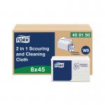 Tork 2 in 1 Scouring and Cleaning Cloth White 450150 (Pack of 360) SCA14829