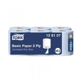 Tork Basic Paper Centrefeed Roll 2-Ply 150m Blue (Pack of 6) 128107 SCA39811
