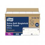 Tork Singlefold Hand Towel H3 White 200 Sheets (15 Pack) 100278 SCA44725
