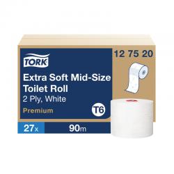 Tork T6 Soft Mid-Size Toilet Roll 2-Ply 90m (Pack of 27) 127520 SCA47590