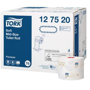 Image of Tork T6 Soft Mid-Size Toilet Roll 2-Ply 90m Pack of 27 127520 SCA47590