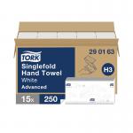 Tork Singlefold Hand Towel Advanced White 250 Sheets (Pack of 15) 290163 SCA54266