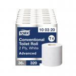 Tork T4 Conventional Toilet Paper Roll Advanced 2-Ply White 320 Sheets (Pack of 36) 100320 SCA55215