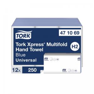 Tork Xpress Multifold Hand Towel 1-Ply H2 Blue 250 Sheets Pack of 12