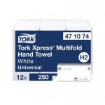 Tork Xpress Universal Multifold Hand Towel H2 1-Ply White 250 Sheets (Pack of 12) 471074 SCA55282