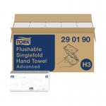 Tork Singlefold Hand Towel H3 Flushable White 250 Sheets (Pack of 15) 290190 SCA56936