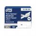 In the picture, there is a white pack of Tork Xpress Multifold Hand Towel H2 with 180 sheets in it. The pack has a total of 21 units and is labeled with the brand name Tork on it. The towels are neatly folded and have a soft texture. The pack is perfect for stocking up on hand towels for everyday use.