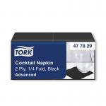 Tork Cocktail Napkins 2-Ply 4 Fold Black Pack of 200 477829 SCA77330