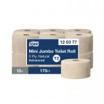 Tork Mini Jumbo 2-Ply Toilet Roll Advanced 170m Natural (Pack of 12) 120377 SCA84827