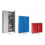 Phoenix SCL Series SCL0891GRK 2 Door 1 Shelf Steel Storage Cupboard Grey Body & Red Doors with Key Lock SCL0891GRK