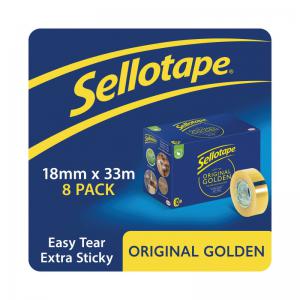 Sellotape Original Golden Tape 18mmx33m 8 Pack 1443251 SE04994