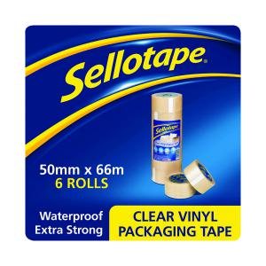 Sellotape Vinyl Case Sealing Tape 50mmx66m Clear Pack of 6 1445488