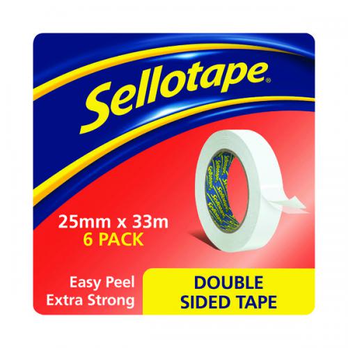 Pack of 6 Q-Connect Clear Double-Sided Tape 25 mm KF02221 