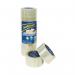 The image shows a pack of 6 clear, 50mmx66m Henkel packing tapes made of polypropylene material. The sellotape is neatly rolled and sealed with the brands logo printed on it. Ideal for packaging and sealing boxes, this tape is strong and durable.