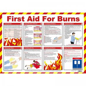 Safety First Aid First Aid for Burns Poster, A2 Laminated A603
