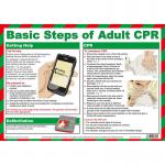 Basic Steps of Adult CPR (Resuscitation) Poster, A3 (Laminated) A812