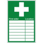 First Aider Location Sign, Rigid, 20cm x 30cm S3010R