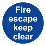 Fire Escape Keep Clear Sign SS1001R