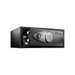 This photo showcases a sleek and modern black Master Lock Electronic Lock Laptop Safe, with a spacious 22 litre capacity. The electronic lock adds an extra layer of security, making it a reliable choice for protecting valuable items.