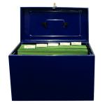 Cathedral Metal File Box Home Office Foolscap Blue HOBL SG33056