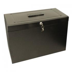 Cathedral Metal File Box Home Office Foolscap Black HOBK SG33100