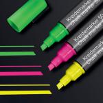 SIGEL BA182 Chalk markers - wipeable with a damp or dry cloth - pink, green, yellow - chisel tip 1-5 mm - 3 pcs. - for smooth glass surfaces, sealed s BA182