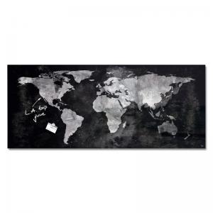SIGEL Magnetic glass board Artverum - design World-Map - 130 x 55 cm -