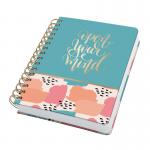 SIGEL Spiral notebook Jolie - Brush Marks - dot grid (dotted) - 120 gsm - approx. A5 - turquoise, apricot, pink - hardcover - 240 S. - FSC-certified JN611