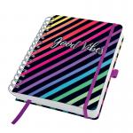 SIGEL Spiral notebook Jolie - Dark Rainbow Vibes - dot grid (dotted) - 120 gsm - approx. A5 - black, - hardcover - 240 S. - FSC-certified JN651