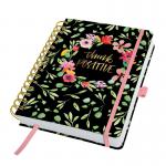 SIGEL Daily diary Jolie undated - Flower Love - approx. A5 - black, pink - hardcover - 2 pages = notes on the left / planning page on the right - 240  JP200