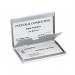 This photograph features a silver Sigel VZ136 business card case, capable of holding up to 30 business cards. The sleek design and professional finish make it a stylish and practical choice for any business professional.