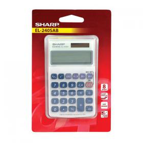 Sharp Silver 8-Digit Hand Held Pocket Calculator EL240SAB SH02336