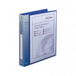 The image shows a sleek and professional Snopake Executive Presentation binder in A4 size. It features a vibrant Electra Blue color and 4D-Ring design for easy organization. This binder is perfect for storing and presenting important documents.