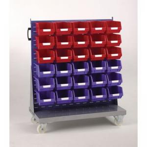 Louvre panel trolleys with small parts bins - Trolleys only, single