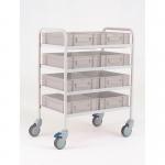 Four tier trolley with 8 plastic trays 306745