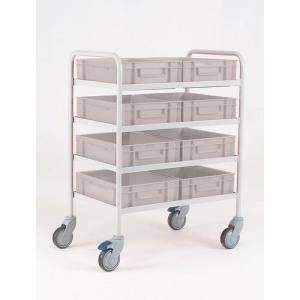 Four tier trolley with 8 plastic trays 306745