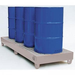 Premium metal sump pallets - Galvanised - Four drum inline - With grid