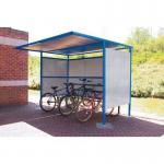 Traditional modular cycle shelters - main bay - 2300mm wide closed back - painted 307530