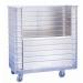 The slingsby Warehouse Trolleys Aluminium drop side truck is a sturdy and practical tool used for transporting goods within a warehouse setting. The sleek silver frame and drop side feature make loading and unloading easy while the large wheels ensure smooth movement across the floor.