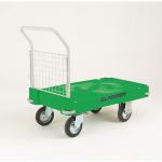 Slingsby extra heavy duty plastic base platform trucks, green with one handle 308504