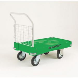 Slingsby extra heavy duty plastic base platform trucks, green with one