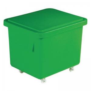 Slingsby 90 Litre nesting plastic container trucks with lids, green