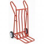 Ergonomic heavy duty handtruck with folding toe plate - on rubber tyred wheels 309051