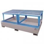 Steel IBC sump pallets - Galvanised - 2 IBC - Raised grid 310320