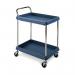 Deep ledge plastic shelf trolleys with 2 blue shelves 984 x 689mm 310784