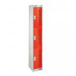3 Door Perforated Locker - 1800 H X 300 W X 300 D mm -cam Lock - Door Colour Red 311680