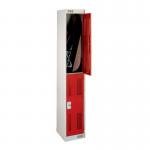 2 Door Perforated Locker - 1800 H X 300 W X 450 D mm -cam Lock - Door Colour Red 311708